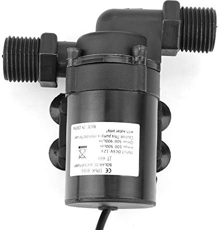 Cocoarm Pompe à Eau sans Balais 12V Pompe DC sans Balais Mini Submersible pour Chauffe-eau Solaire Aquarium avec Faible Bruit Débit 900L/H Hauteur 3.8M 0-80℃