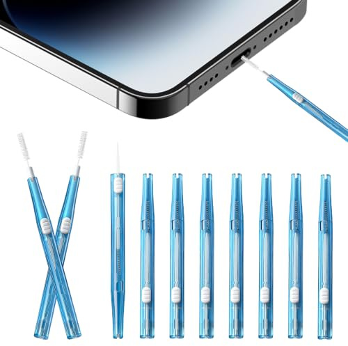 10pcs Phone Cleaning Kit, Double Sided Charging Port Cleaner Brush,Blue | Anti-Clogging Bristles Hook Charging Port USB C Cleaner, for Mobile Phones,Earbuds,Speakers,and Headphones