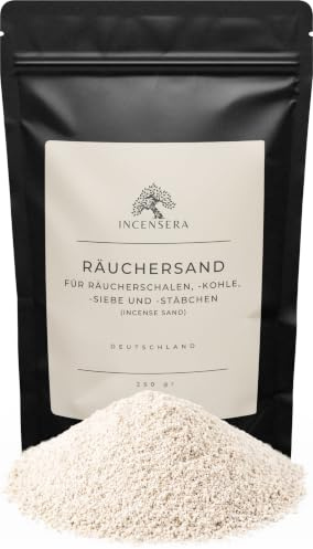 Incensera Räuchersand Fein 250 g für Räucherschale, Kohle & Weihrauch | Hitzebeständige Unterlage für Räucherschale, Feuersand