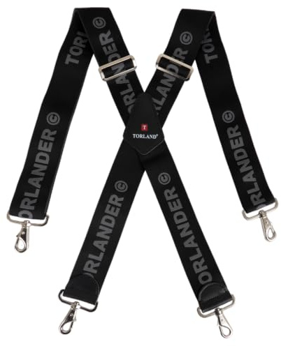 TORLAND® Hosenträger Herren extra stark, 5 cm breit, 135 cm lang | mit Rindsleder, Karabiner-Verschluss, für Arbeitshose und Motorradhose, sehr elastisch