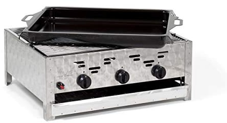Gasgrill-Kombibräter 11kW 3-flammiger Edelstahl-Brenner mit Grillrost und emaillierter Stahlpfanne Gastrobräter Profigrill Verein
