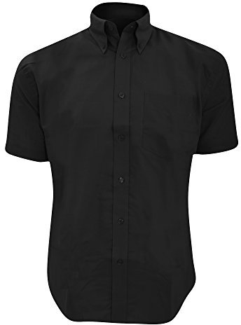 Kustom Kit Mens Workwear Oxford Short Sleeve Shirt (14.5inch) (Black)