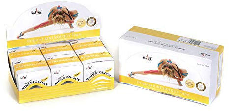 Nasara Original Kinesiologisches Physio Sport Tape: 6er Box mit 6 Tapes für Sport und Medizin inkl. gratis Videoanleitungen, Rollengröße 5cm x 5m, gelb