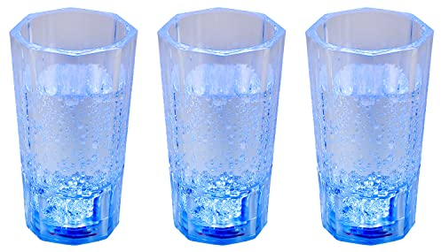 LED-Highlights Glas Becher Schnapsglas 60 ml 4 er Set LED blau Bar Kunststoff Trinkglas mit Batterie