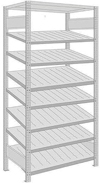 BERT-Kanban-Regal einseitig Grundfeld HxBxT 2000x1005x500 mm Stecksystem verzi.