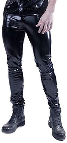 Patrice Catanzaro Herren Lack Leggings schwarz Taschen wie bei Einer Engen Jeans (M)