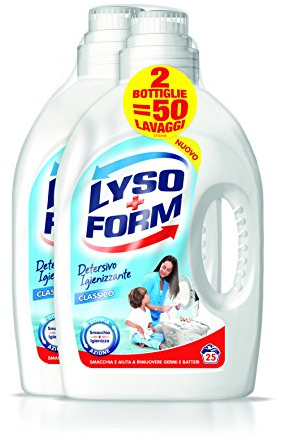 Lysoform Detersivo Igienizzante per Bucato, Detersivo Classico, Confezione da 2 x 25 Lavaggi
