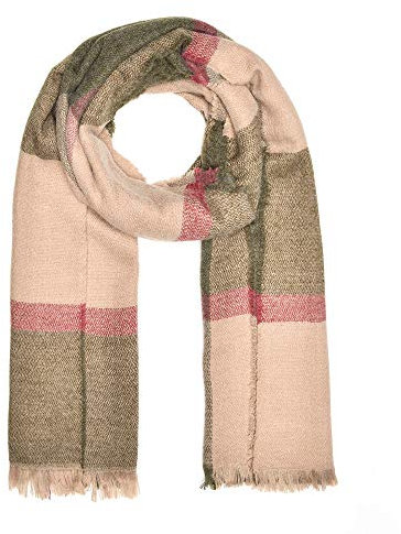 Autiga großer Damen Strickschal kariert Karo XXL Wollschal Oversized Winterschal Deckenschal oliv-braun