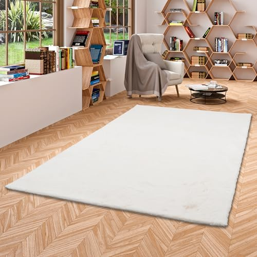 Pergamon Luxus Super Soft Fellteppich Plush Weiss in 7 Größen