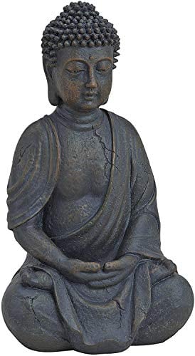 Boltze Buddha Figur sitzend (Höhe 20 cm, Statue aus Kunstharz, Feng-Shui Deko, Dekoration/Geschenkidee, für Innen- / Außenbereich) 1020235
