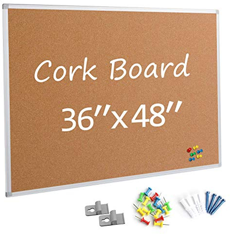 Board2by Bulletin Board 36 x 48, Silver Aluminium Framed 4x3 Large Wall Mounted Cork Office Notice Pin Board