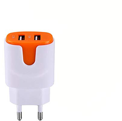 Adattatore di Rete USB per Huawei P Smart Z Smartphone Tablet Doppia Presa da Parete 2 Porte Corrente AC Caricatore (Arancione)