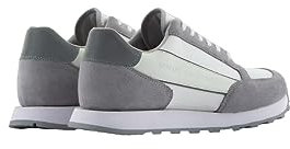 Armani Exchange Hombre Suede Bicolor Sneakers Zapatillas, Off White Silver, 41 EU