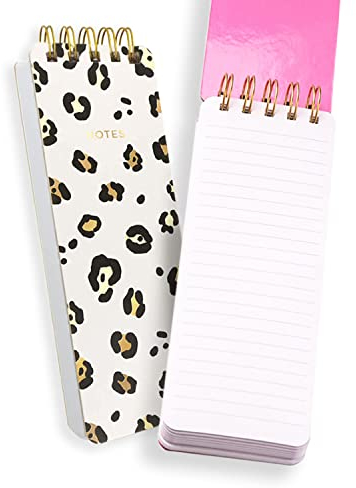 Eccolo Notizblock, Spiralbindung, stabil, 7,6 x 21,6 cm, 300 Seiten, Leopardenmuster