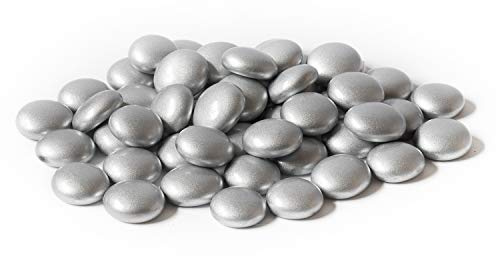 Royal Imports Glass Flat Marbles Stones Rocks, Party Table Scatter, Wedding Centerpieces Decor, Aquarium Pebbles, Vase Filler Gems, 5 LBS (approx 500 pcs), Silver