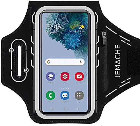 JEMACHE Telephone Brassard de Course pour Samsung Galaxy S22 Ultra, S21 Ultra, S22 Plus, S21 Plus, S20 Plus 5G, S21 FE, Gym Brassard de Sport Workouts (Noir)