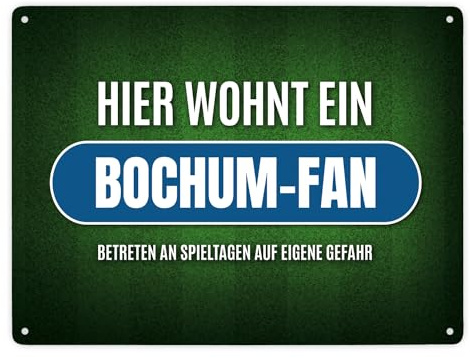 Hier wohnt ein Bochum-Fan Metallschild XXL mit Rasen Motiv