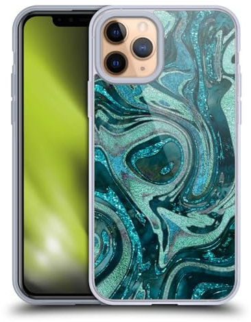 Head Case Designs Officially Licensed LebensArt Midnight Green Geo Liquid Marble Gel Case [Military Grade Protection] Compatible with Apple iPhone 11 Pro and Compatible with MagSafe