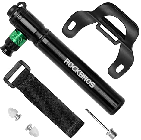 ROCKBROS Fahrrad Pumpe Aluminium Minipumpe 110PSI Hochdruck Luftpumpe Passt auf Presta und Schrader Ventile