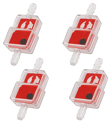 eMagTech 4pcs 6MM Square Inline Fuel Filter Motorbike Moped Scooter 1/4inch Fuel Filter Inline Motorcycle Fuel Filter Lawn Mover Red