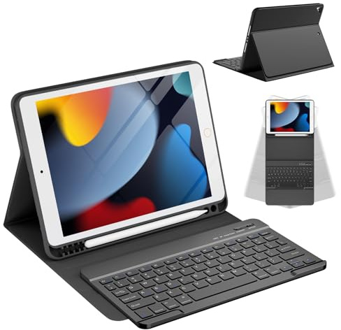 CC Store Case With Keyboard for iPad 9th 2021/8th Gen 2020/7th Gen 2019 with 10.2“ Bluetooth Wireless Detachable Keyboard Case for iPad Air 3 /iPad Pro 10.5 With Pencil Holder& Auto Sleep/Wake