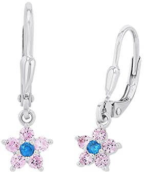Prinzessin Lillifee Ohrhänger 925 Sterling Silber Mädchen Kinder Ohrschmuck, mit Zirkonia synth., 2,3 cm, Silber, Stern, Kommt in Schmuck Geschenk Box, 2034232