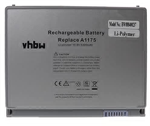 vhbw Batería Compatible con Apple Macbook Pro 15 MA463J/A, 15 MA463CH/A, 15 A1150, 15 MA463 Notebook (5200 mAh, 10,8 V, Li-Poli)