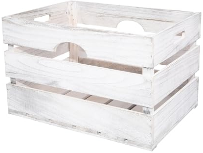 Wickerfield Large Wooden Storage Box, Wooden Crate with Handle, Apple Storage Trays, Storage Crates Display Boxes, Wood Crate (Medium)