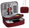 OrgaWise Sac Électronique Multifonctionnel Sac Câble Portable Étanche pour Tablette, Disque Dur Externe, Chargeur, Câbles, Objets, Kindle, Adaptateurs, Cartes Mémoire, Câbles USB (Rouge-3 Couches)