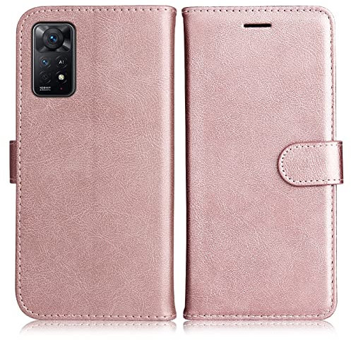 DENDICO Coque pour Xiaomi Redmi Note 11 Pro 4G / 5G, PU en Cuir Coque Portefeuille Étui Housse, Design Classique TPU Coque pour Xiaomi Redmi Note 11 Pro 4G / 5G, Rose
