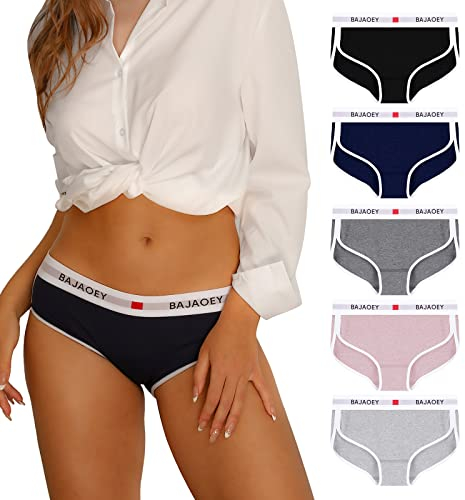 PHOLEEY Slip Unterhosen Damen Unterwäsche Feuchtigkeitsableitende Baumwolle Atmungsaktives Bikini Höschen für Frauen Weiche Bequeme Slips 5er-Pack, S