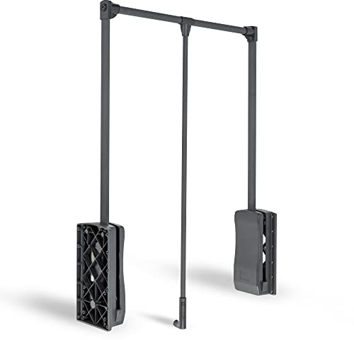 DOJA Barcelona | Klappbarer Kleiderlift | 875-1200mm | Schwarz | Garderobenlift für Garderobe, Schrank, Ankleidezimmer | Wardrobe lift | Garderobenstange für Mäntel, Kleider...