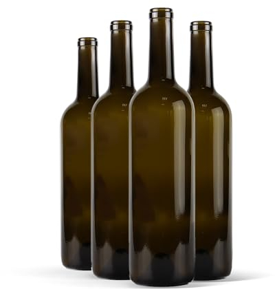 WYSKONT Bouteille 750ml Bordeaux 48 pièces - Bouteilles de vin vide pour brasserie à la maison - Boîte de rangement pour boissons - Décoration de service - En verre olive