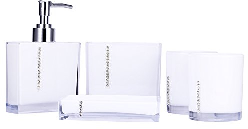 Lila Badezimmer-Set, Zahnbürstenhalter aus Acryl, Badezimmer-Accessoires-Set Für Familienhotels, Restaurants, Hostels, 5-TLG