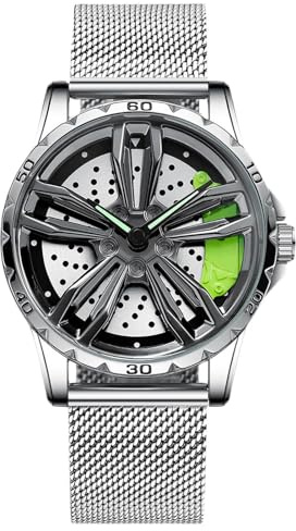 RORIOS Herrenuhren Auto Rad Felgennabe Uhr Analoge Quarz Armbanduhr Mode Sport Uhren 3ATM wasserdichte Uhr Männer Skelett Uhr mit Mesh Armband