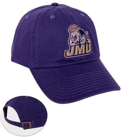 James Madison University Baseballmütze Dukes JMU Krempe bestickte Hüte Kappe verstellbarer Stoffriemen Erwachsene (Stil B) Lila, Violett, Einheitsgr��e