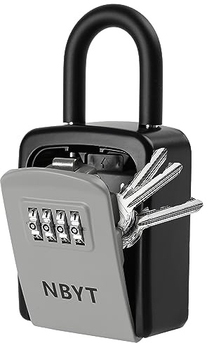 NBYT Portable Combination Lock keybox, For House Keys Key Hiders to Hide a Key Outside,Waterproof Key Safe Storage Lock Box(Small size With Shackle)