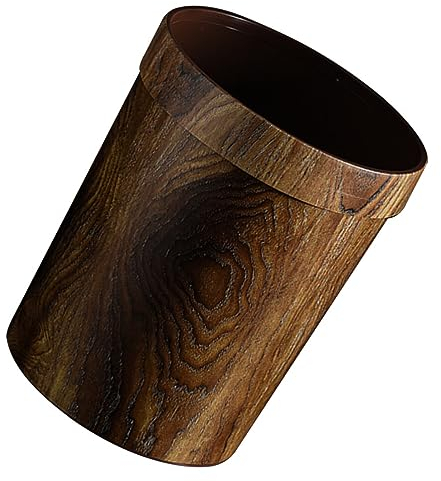 Alipis Wood Trash Can Wastebasket Japanese Style Garbage Container Bin Open Top Round Waste Bin for Under Desk Kitchen Bedroom Den Hotel Room