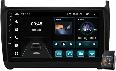 Für POLO 5 2008-2020 Autoradio dab plus USB Bluetooth 9 Android 12 Autoradio DAB+Radio CarPlay Navi GPS HD Touchscreen Autoradio Bluetooth DAB+Radio WiFi,FM Radio (2GB RAM+32GB ROM)