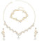 Yolev Braut Hochzeit Strass Schmuck Set Gold Kristall Anhänger Halskette Ohrringe Armband Floral Hochzeit Strass Schmuck Braut Brautjungfer Schmuck