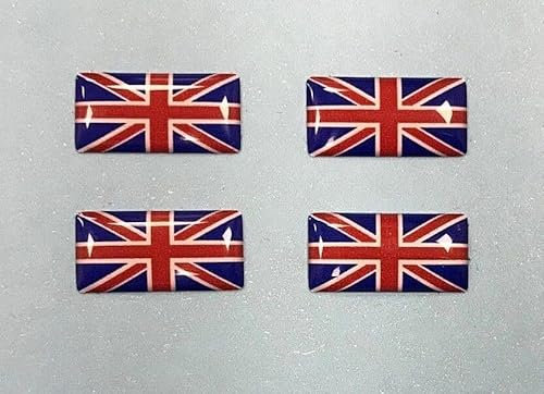 4 x MINIATURE UNION JACK FLAG DOMED GEL STICKERS Red, White & Blue HIGH GLOSS