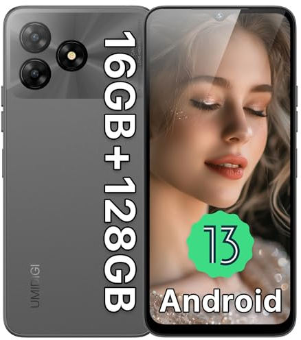 UMIDIGI Smartphone, 128GB+16GB Telefono Cellulare, 50MP Fotocamere, 6,6 HD+Schermo, 5000mAh, Dual SIM 4G, Octa-Core, G5 Telefono Cellulare In Offerta, Impronta Digitale/Face ID/OTG/GPS, Grigio