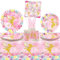 Fairy Party Supplies - Pink Flower Girl Plates, Cups, Napkins, Tablecover, Straws for 20-Person Butterfly Princess Party (20)