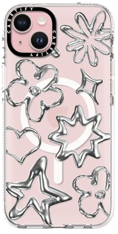CASETiFY Clear Case for iPhone 15 Plus [Not Yellowing / 6.6ft Drop Protection/Compatible with Magsafe] - Chrome Doodles - Clear