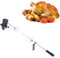 Schwarz Edelstahl Grillspieß Set, mit 2 Fleischnadeln Motor USB Leitung und Adapter Verbindung Elektrischer Drehspieß Einstellbare Länge 69-137cm, für Kugelgrill Holzkohlegrills Gasgrills und Rotisser