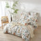 Housse de Couette Blanc Beige Parure de Lit Floral à Motif Printemps Branches et Feuilles 1 x Housse de Couette 240x260 cm 2Personnes et 2 x Taies d'oreiller 65x65 cm Moderne avec Fermeture Eclair