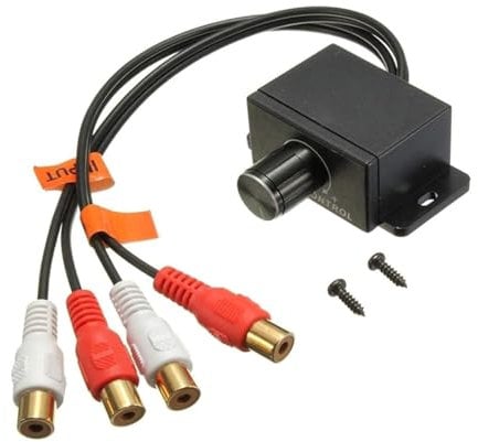 NOLOWY Auto Lautstärkeregler Knopf Fernbedienung Verstärker Level Bass Audio Lautstärkeregler mit 2 Cinch-Stecker für Auto Home Verstärker