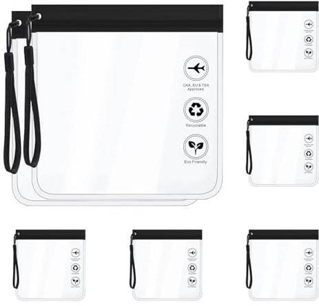 7x Zip Beutel Flugzeug Flüssigkeiten 1L, TSA Zugelassener 1 Liter Kulturbeutel Handgepäck, Flugreise Zubehör Urlaub Must Haves Vacation Travel Essentials Gadgets