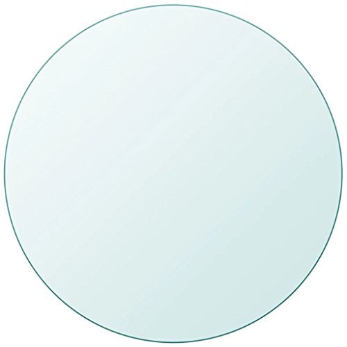 IKAYAA Superficie de Mesa Vidrio Templado Transparente Ø 90 cm, Cristal para Mesa, Encimera Baño, Tablero Mesa Comedor Tables