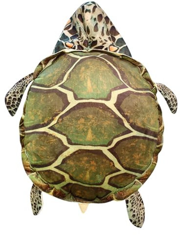Tragbares Kissen, Schildkröte Kissen tragbarer Kapuzen mit 24 Zoll realistischem Schildkrötenkissen atmungsaktives Baumwollgefüllte tragbares Kissen für Nickerchen, Schlaf & Spiel, Schildkrötenkostüm